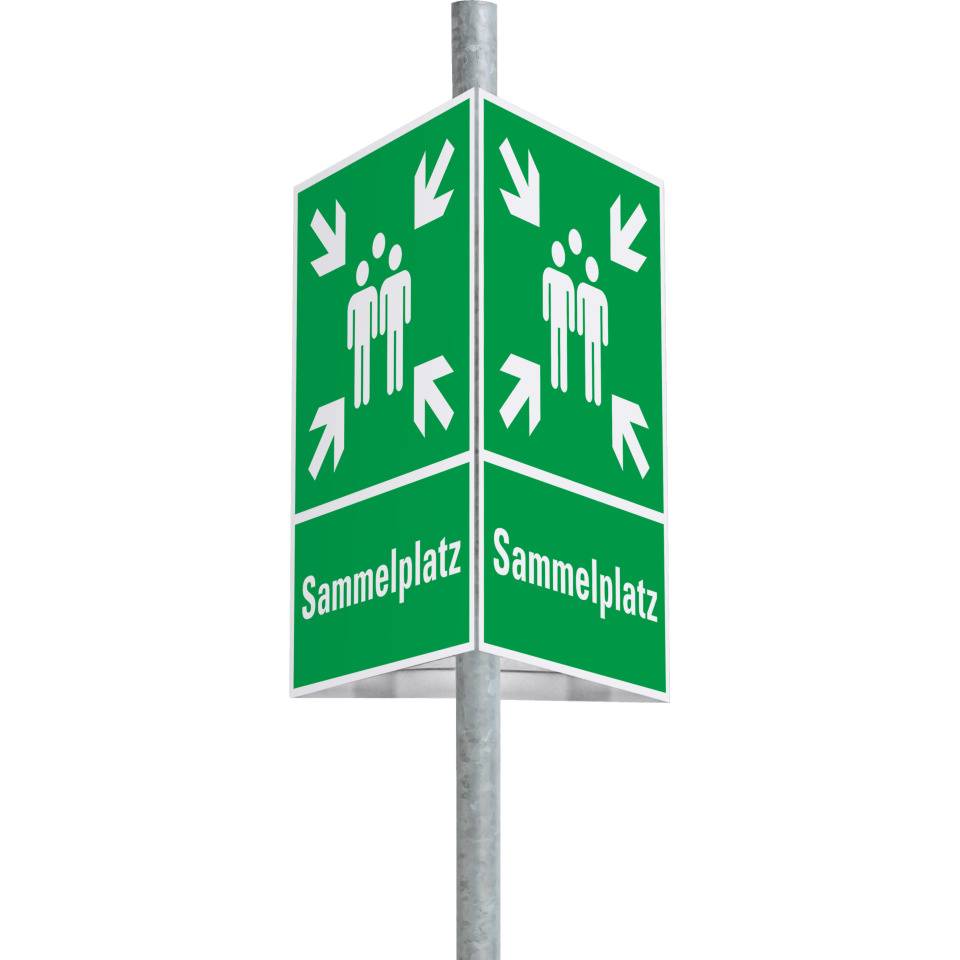 Dreieckset Kombizeichen Sammelstelle, Aluminium, 400x600mm, inkl. Befestigung