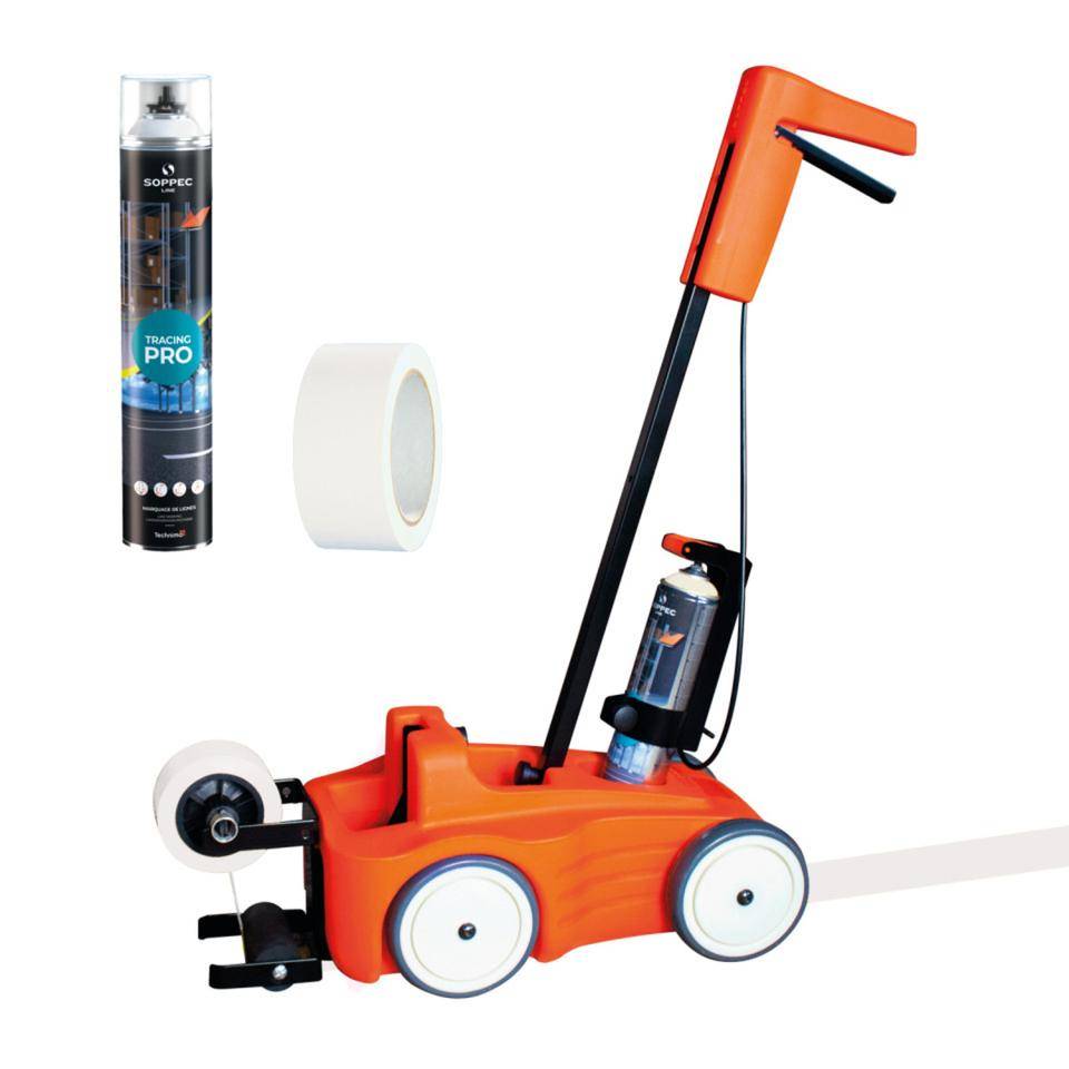Vorteils-Set SOPPEC DRIVER™, Tape Applicator, Markierungsband 50mm, Sprühfarbe, weiß