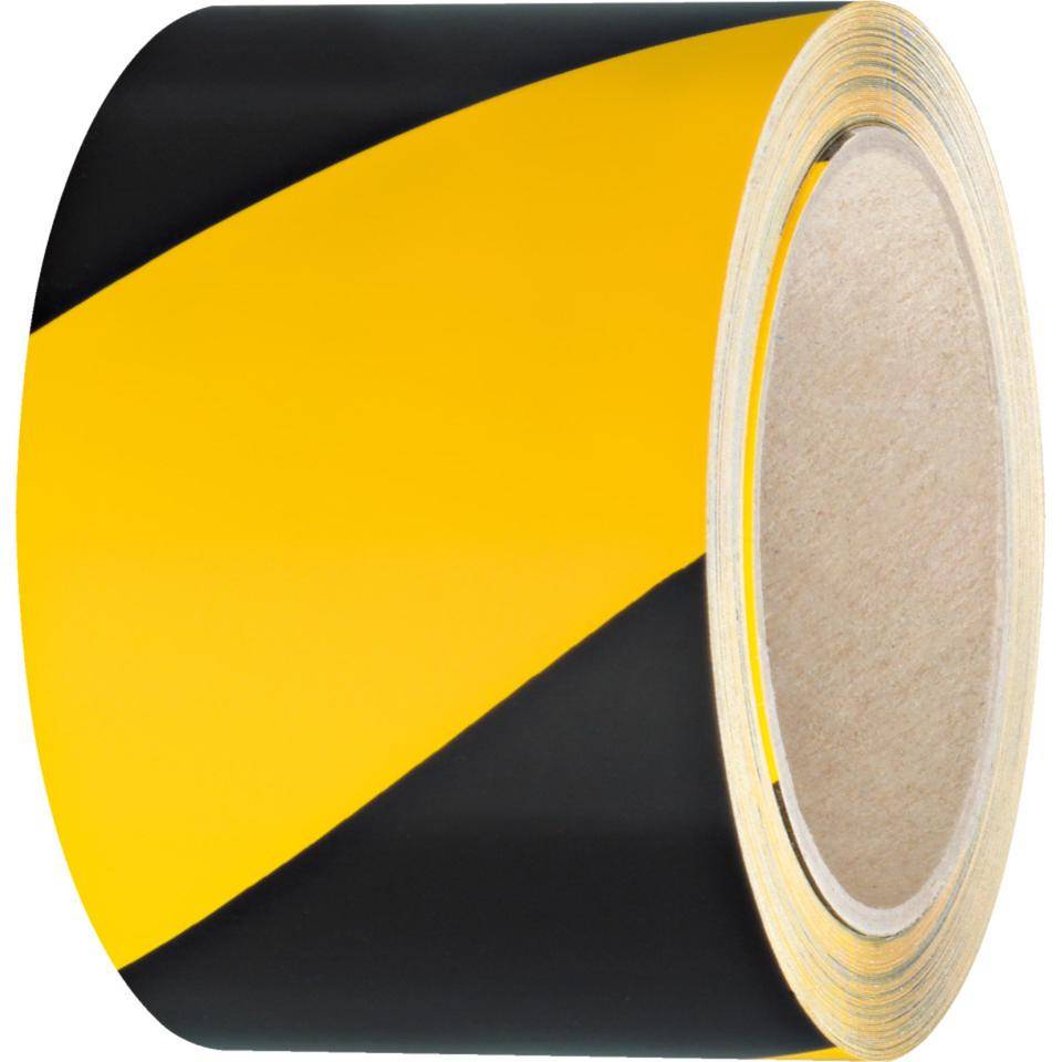 K.57 Bodenmarkierungsband, gelb/schwarz, PVC-Folie, 75mm, 33m/Rolle