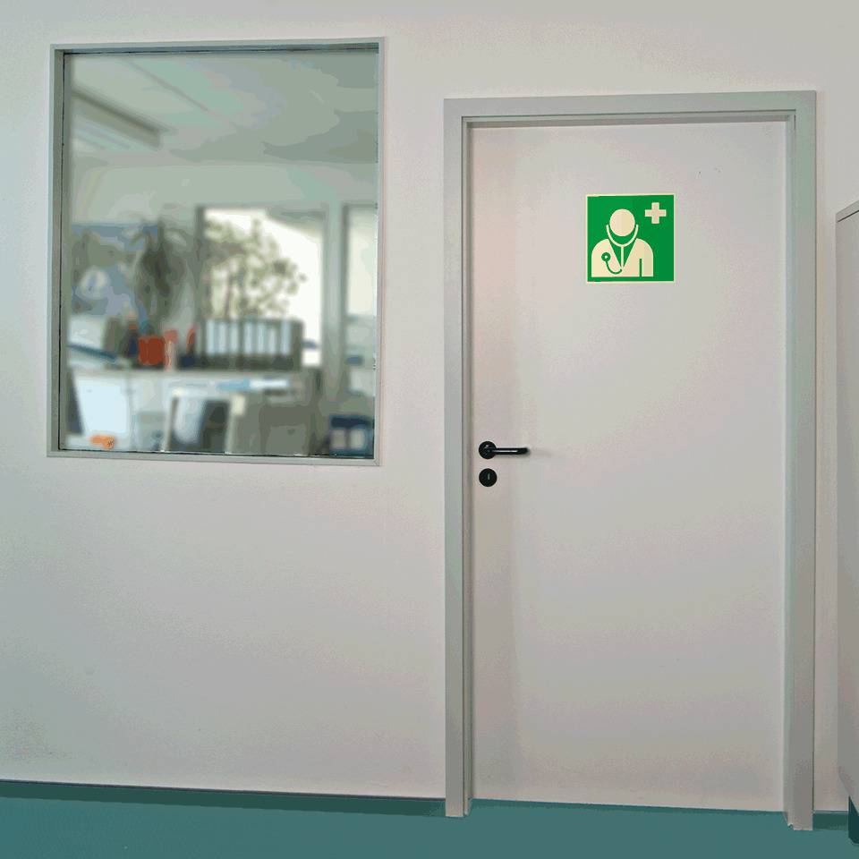 PERMALIGHT® power langnachleuchtend Rettungszeichen Arzt, ASR/ISO, Kunststoff, 200x200mm