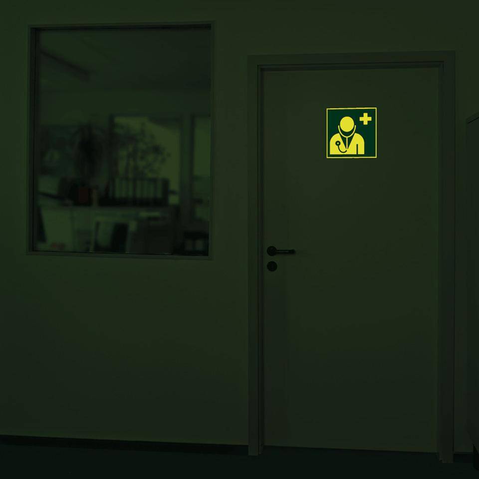 PERMALIGHT® power langnachleuchtend Rettungszeichen Arzt, ASR/ISO, Kunststoff, 200x200mm