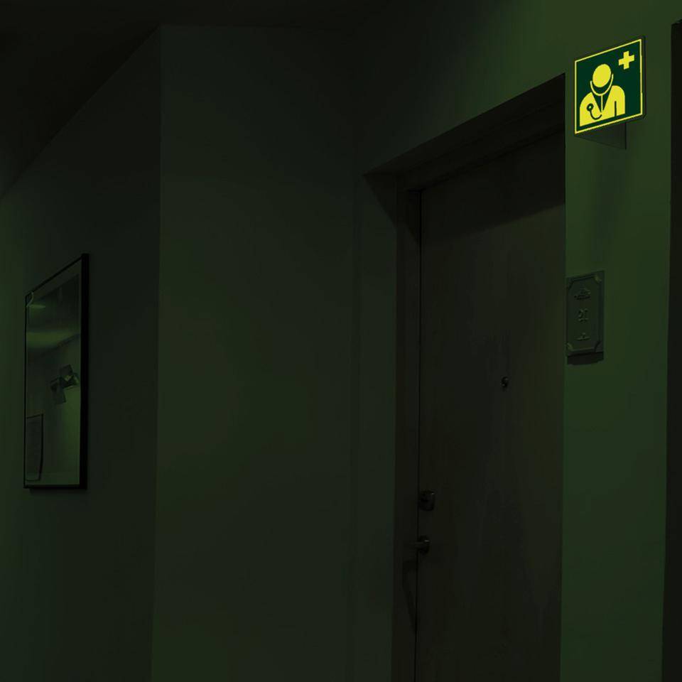 PERMALIGHT® power langnachleuchtend Nasenschild Arzt, ASR/ISO, Kunststoff, 200x200mm