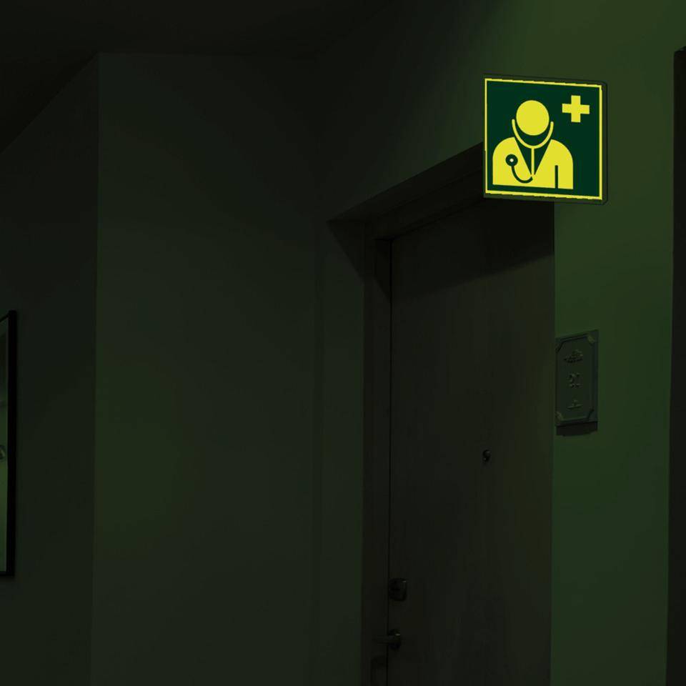 PERMALIGHT® power langnachleuchtend Fahnenschild Arzt, DS, ASR/ISO, Kunststoff, 200x200mm