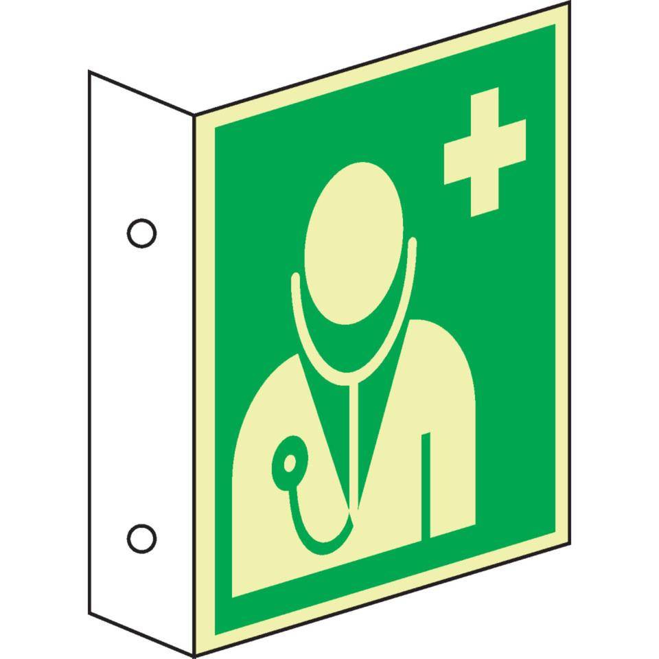 PERMALIGHT® power langnachleuchtend Fahnenschild Arzt, DS, ASR/ISO, Kunststoff, 200x200mm