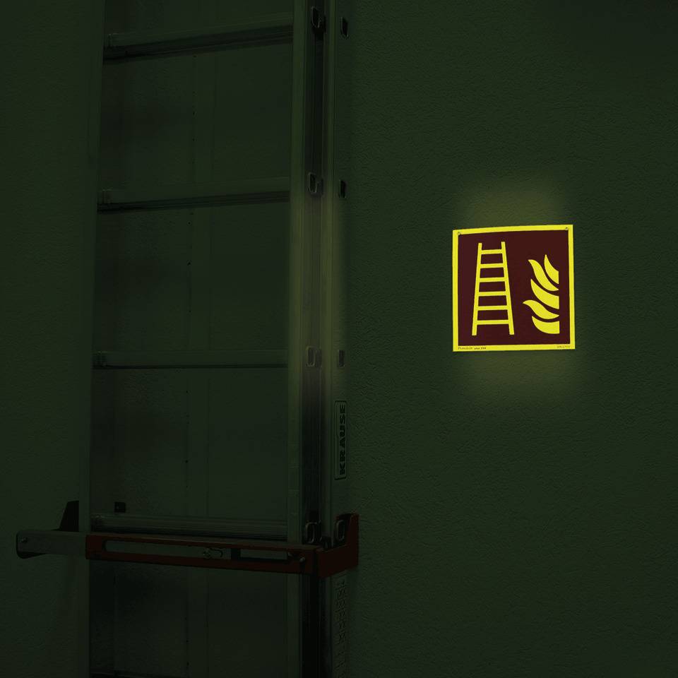 PERMALIGHT® power langnachleuchtend Brandschutzzeichen Feuerleiter, ASR/ISO, Kunststoff, 200x200mm