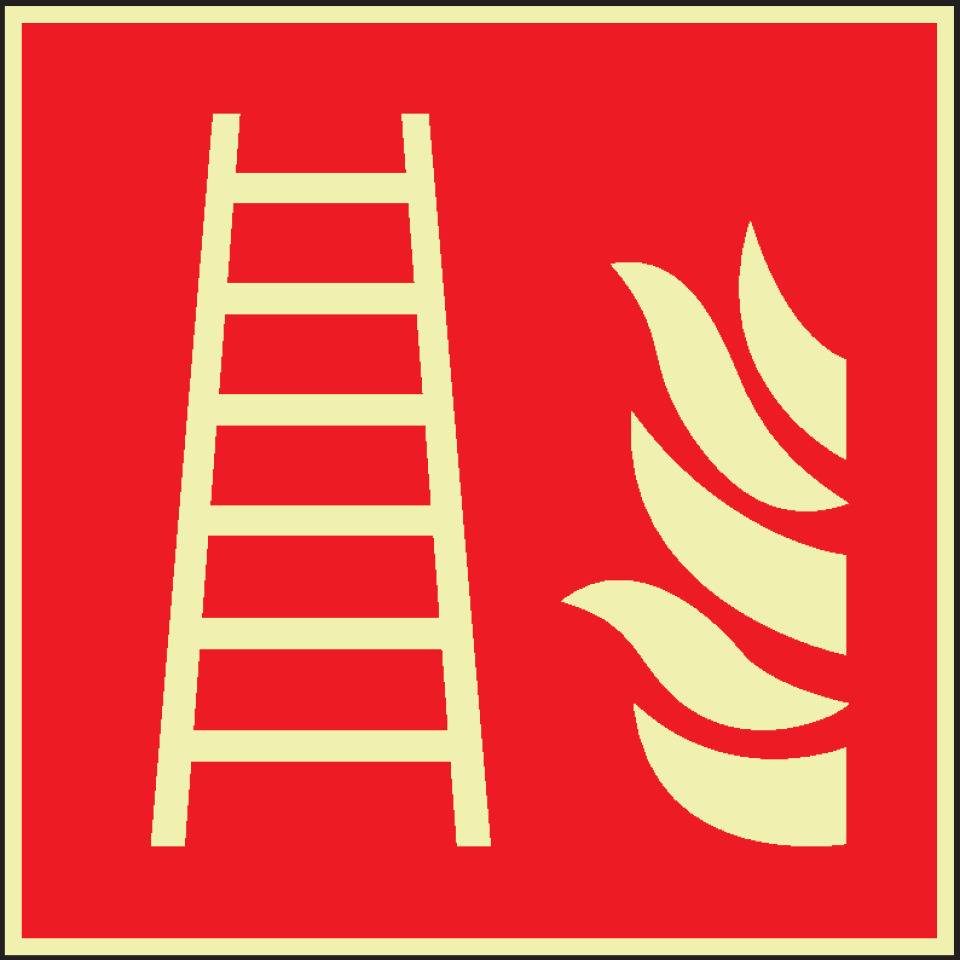 PERMALIGHT® power langnachleuchtend Brandschutzzeichen Feuerleiter, ASR/ISO, Kunststoff, 200x200mm