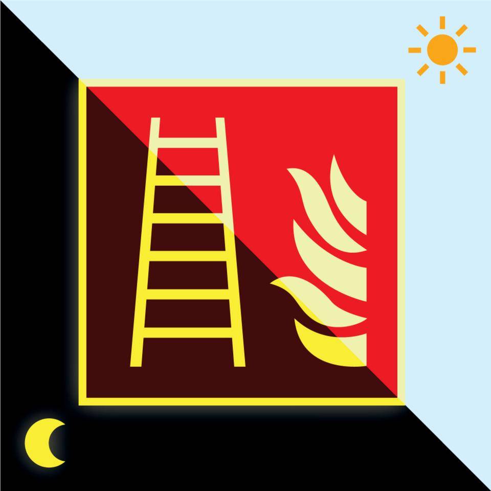 PERMALIGHT® power langnachleuchtend Brandschutzzeichen Feuerleiter, ASR/ISO, Folie, 200x200mm