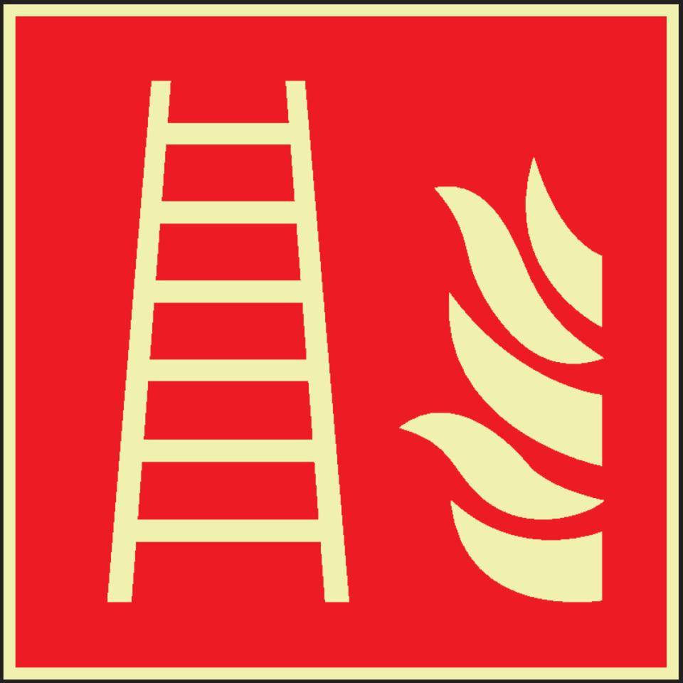 PERMALIGHT® power langnachleuchtend Brandschutzzeichen Feuerleiter, ASR/ISO, Folie, 200x200mm