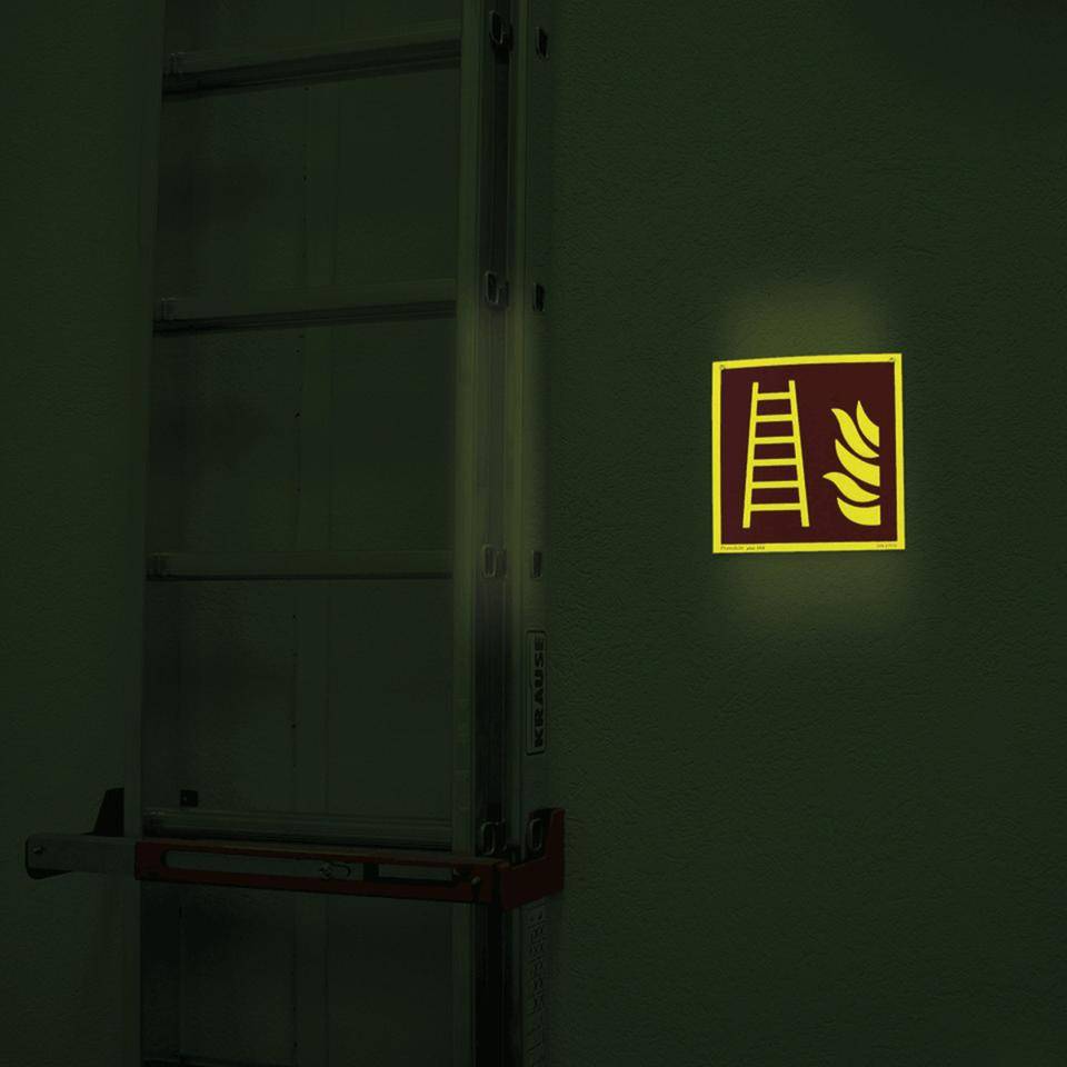 PERMALIGHT® power langnachleuchtend Brandschutzzeichen Feuerleiter, ASR/ISO, Folie, 200x200mm