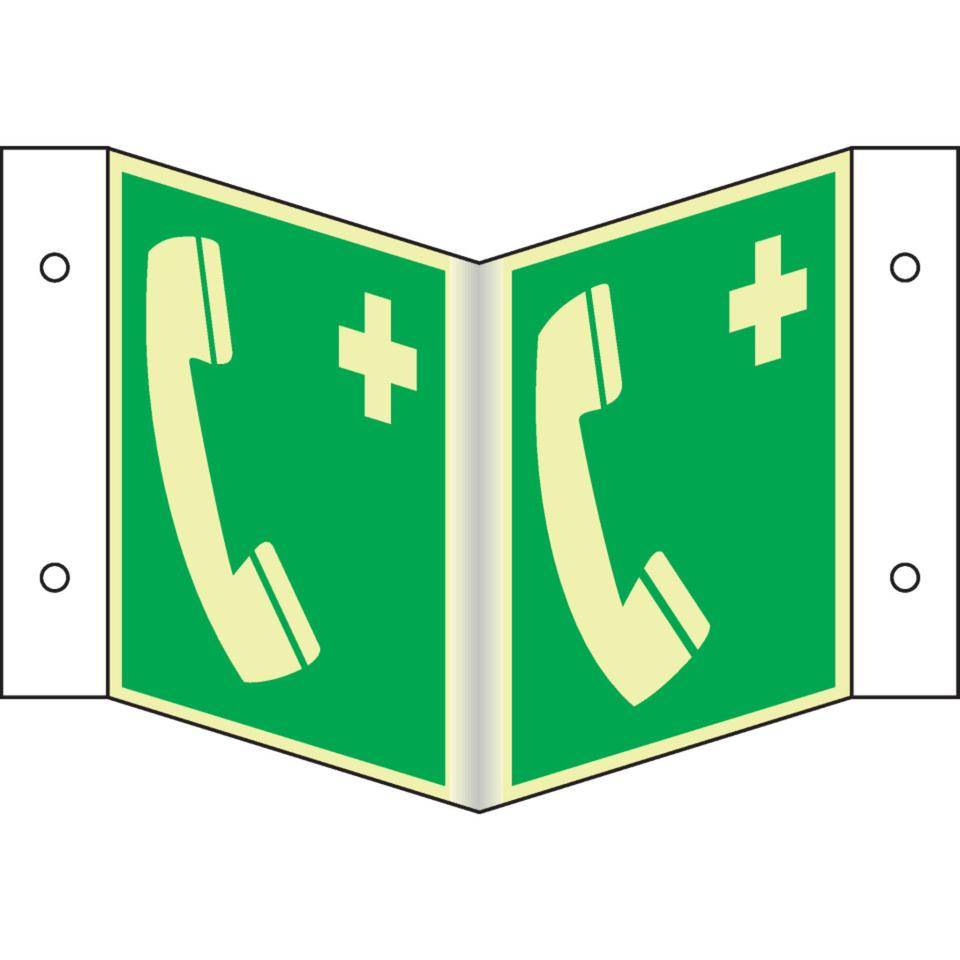 PERMALIGHT® power langnachleuchtend Nasenschild Notruftelefon, ASR/ISO, Kunststoff, 200x200mm
