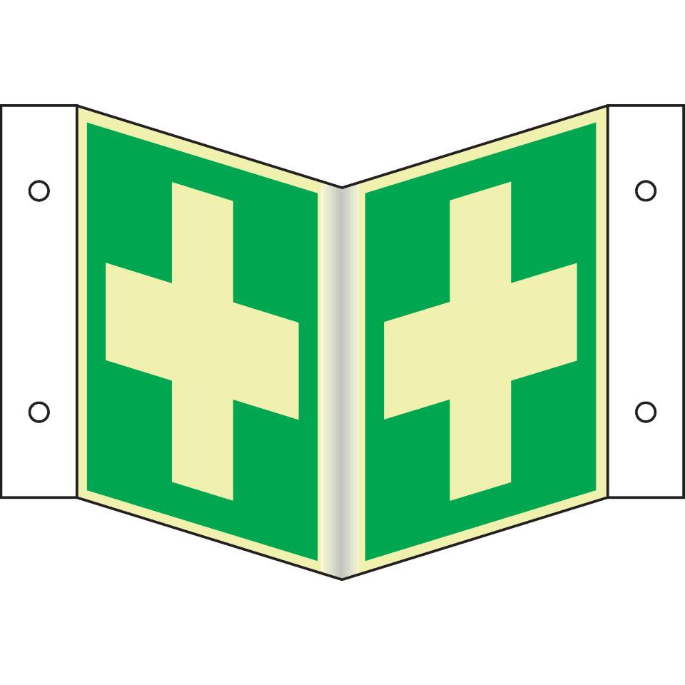 PERMALIGHT® power langnachleuchtend Rettungs-Nasenschild Erste Hilfe, ASR/ISO, Kunststoff, 300x300mm