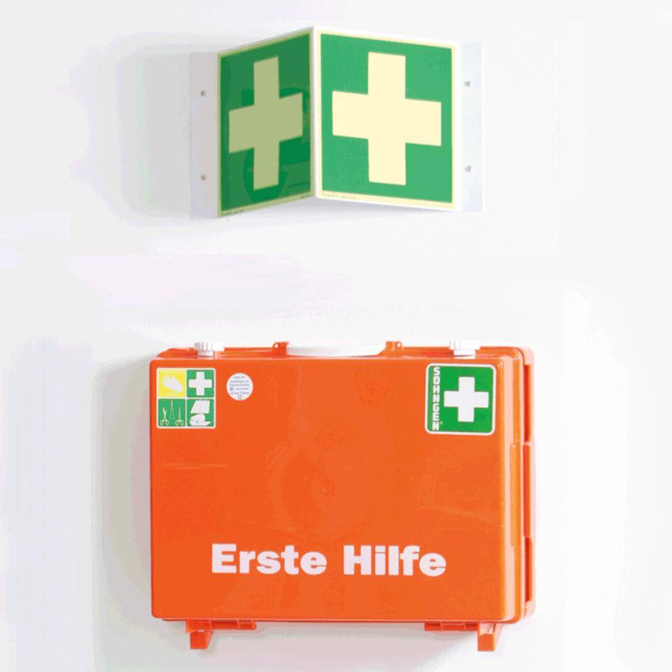 PERMALIGHT® power langnachleuchtend Rettungs-Nasenschild Erste Hilfe, ASR/ISO, Kunststoff, 200x200mm