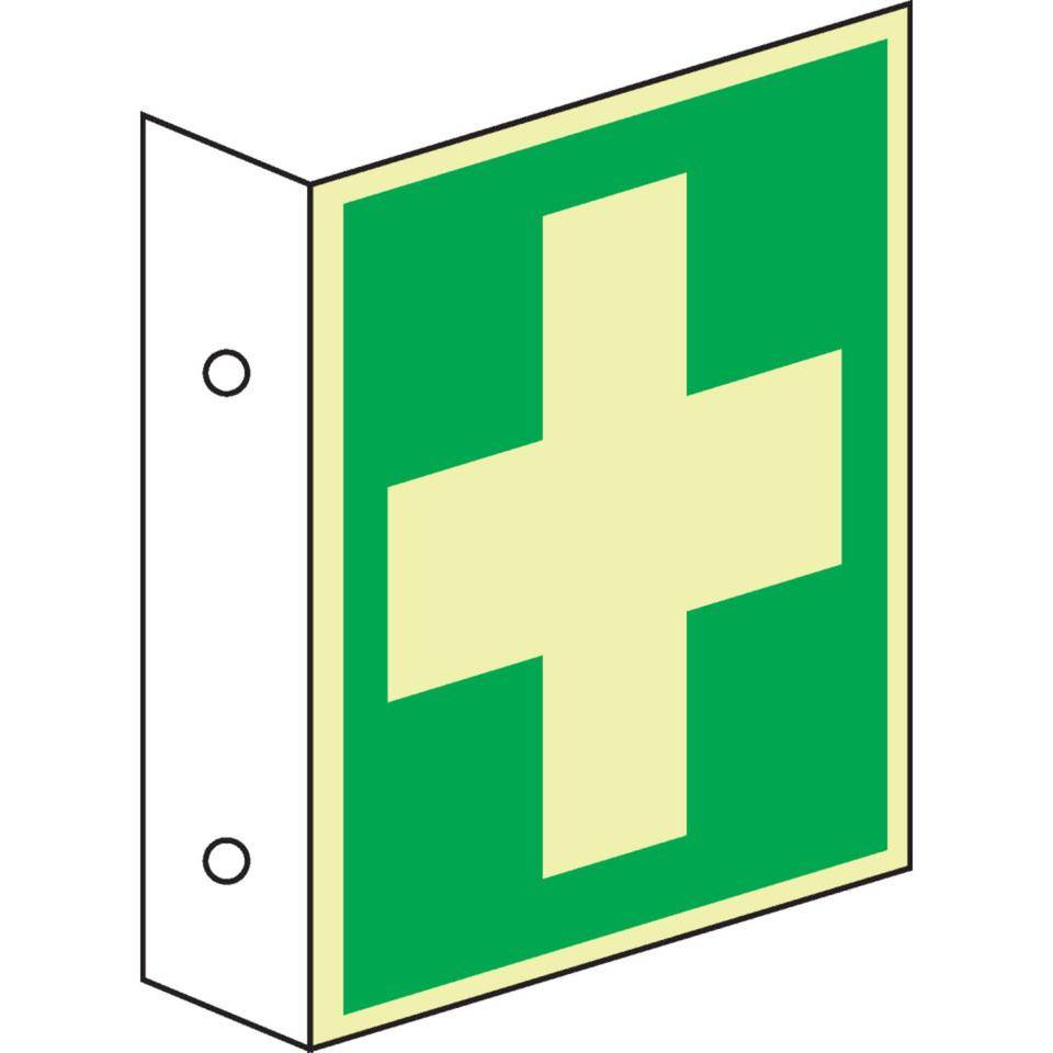 PERMALIGHT® power langnachleuchtend Fahnenschild Erste Hilfe, DS, ASR/ISO, Kunststoff, 200x200mm