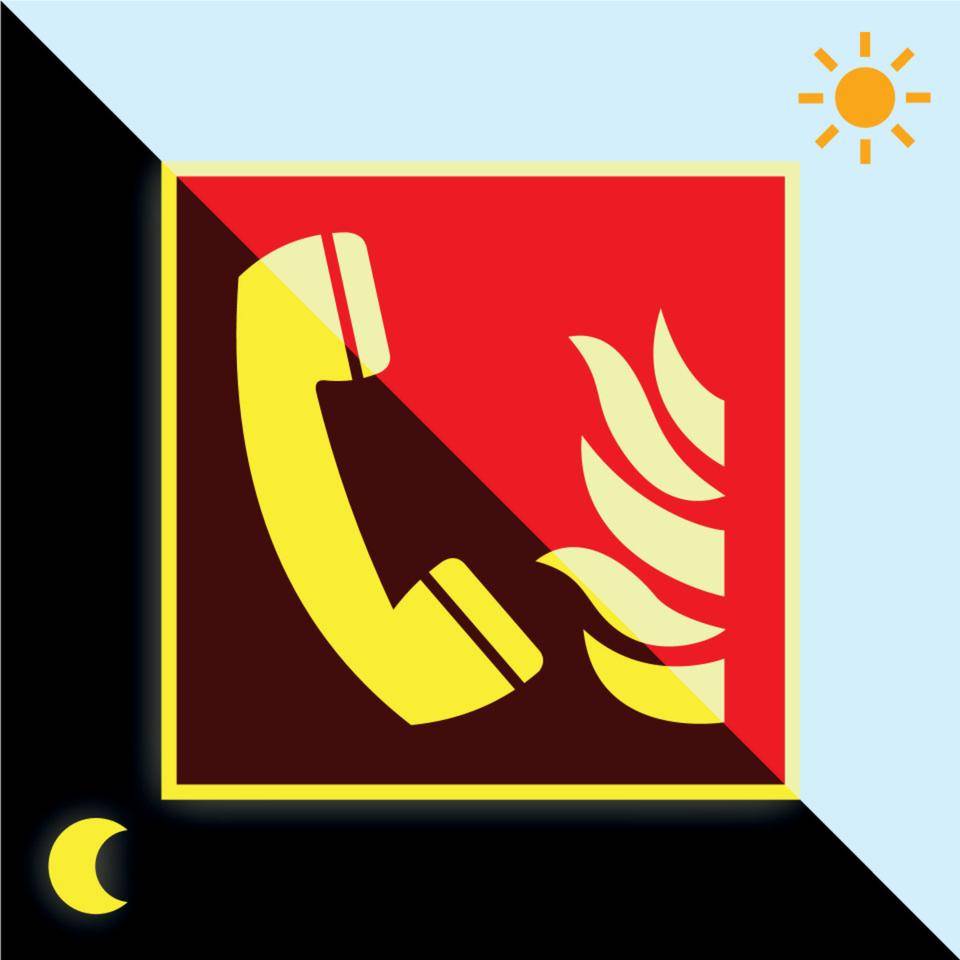 PERMALIGHT® power langnachleuchtend Brandschutzzeichen Brandmeldetelefon, ASR/ISO, Folie, 200x200mm