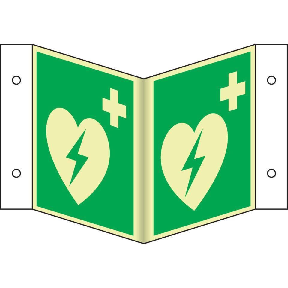 PERMALIGHT® power langnachleuchtend Nasenschild Automatisierter externer Defibrillator (AED), ASR/ISO, Kunststoff