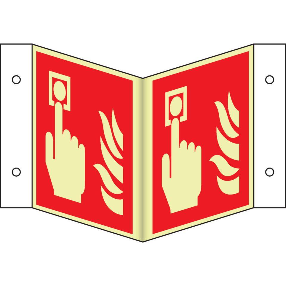 PERMALIGHT® power langnachleuchtend Brandschutz-Nasenschild Brandmelder, Aluminium, 200x200mm, ASR A1.3, DIN EN ISO 7010/F005