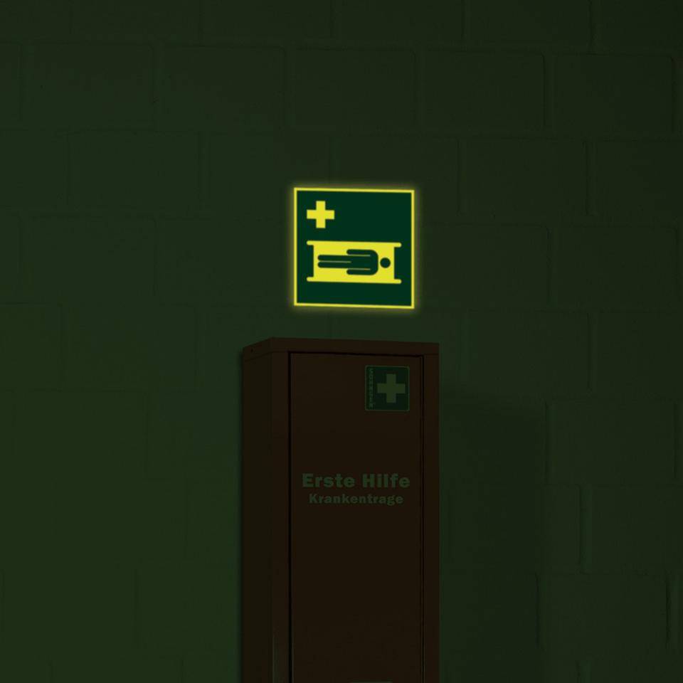 PERMALIGHT® power langnachleuchtend Rettungszeichen Krankentrage, ASR/ISO, Folie, 200x200mm