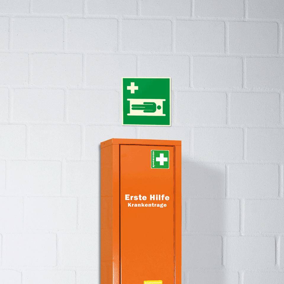 PERMALIGHT® power langnachleuchtend Rettungszeichen Krankentrage, ASR/ISO, Kunststoff, 200x200mm