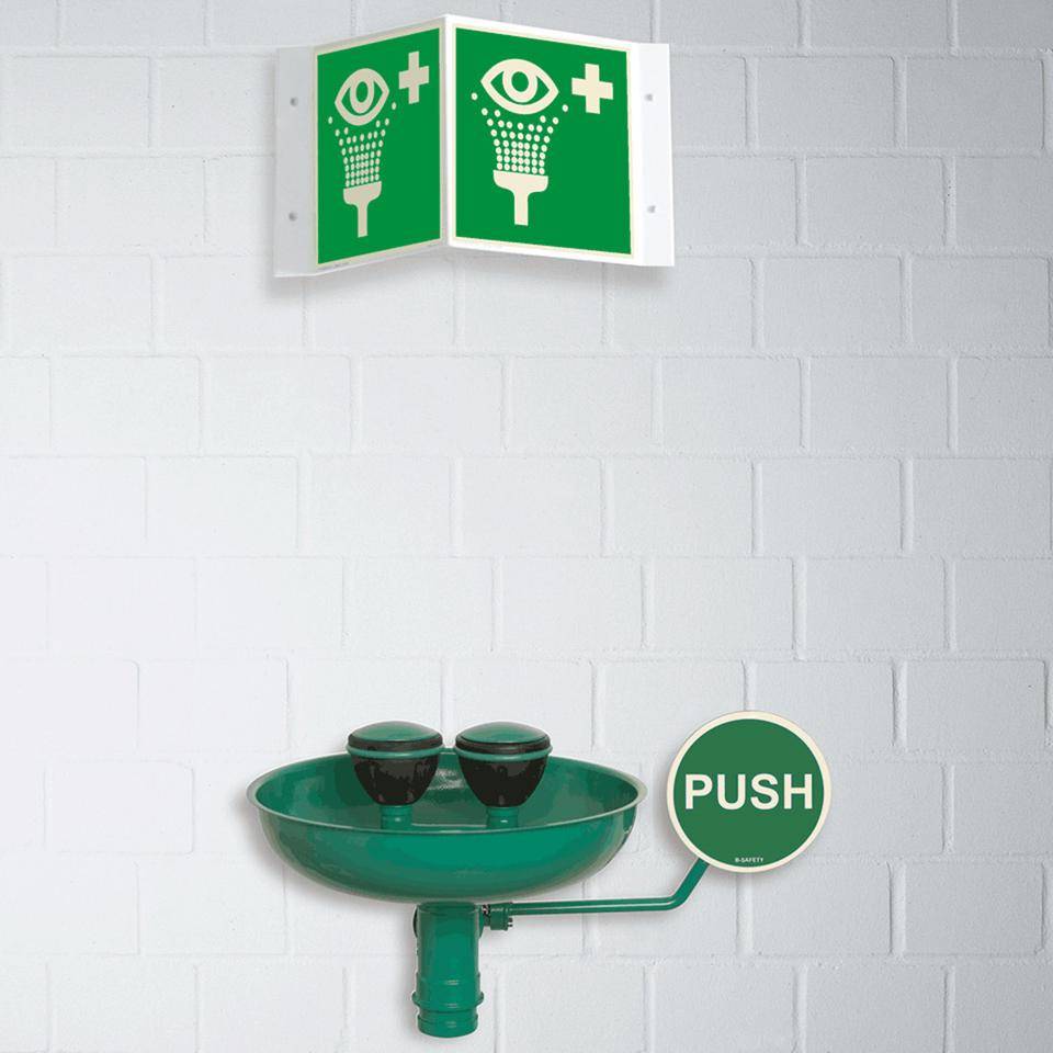 PERMALIGHT® power langnachleuchtend Nasenschild Augenspüleinrichtung, ASR/ISO, Kunststoff, 200x200mm