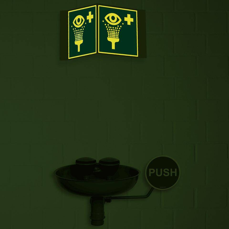 PERMALIGHT® power langnachleuchtend Nasenschild Augenspüleinrichtung, ASR/ISO, Kunststoff, 200x200mm