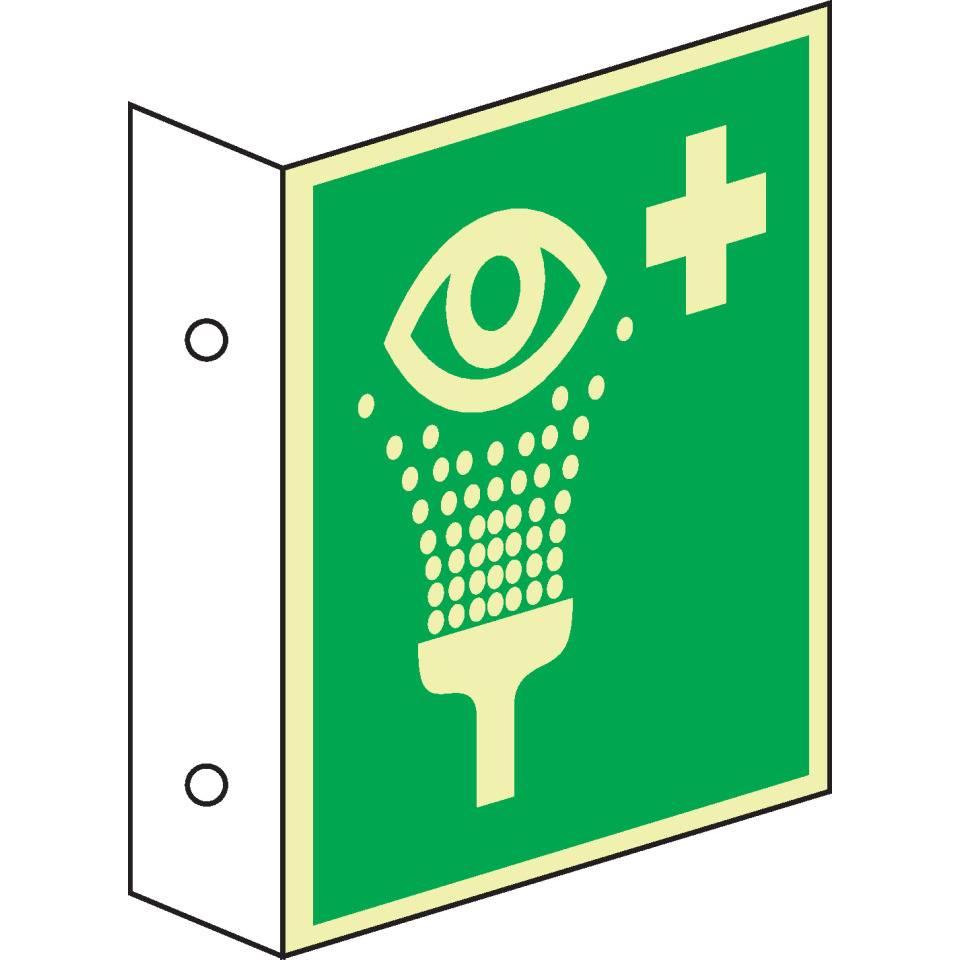 PERMALIGHT® power langnachleuchtend Fahnenschild Augenspüleinrichtung, ASR/ISO, Kunststoff, 200x200mm
