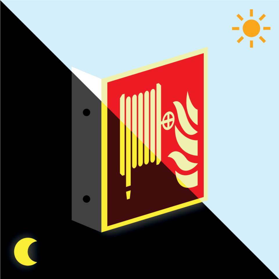 PERMALIGHT® power langnachleuchtend Fahnenschild Löschschlauch, ASR/ISO, Kunststoff, 200x200mm