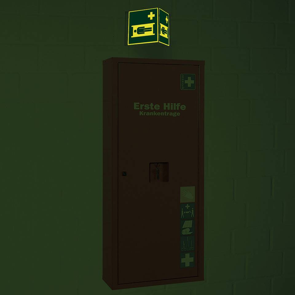 PERMALIGHT® power langnachleuchtend Nasenschild Krankentrage, ASR/ISO, Kunststoff, 200x200mm