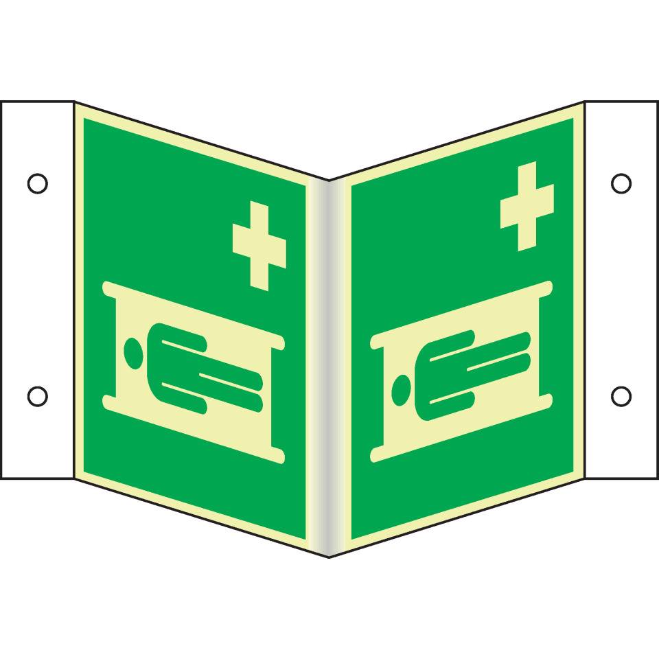 PERMALIGHT® power langnachleuchtend Nasenschild Krankentrage, ASR/ISO, Kunststoff, 200x200mm