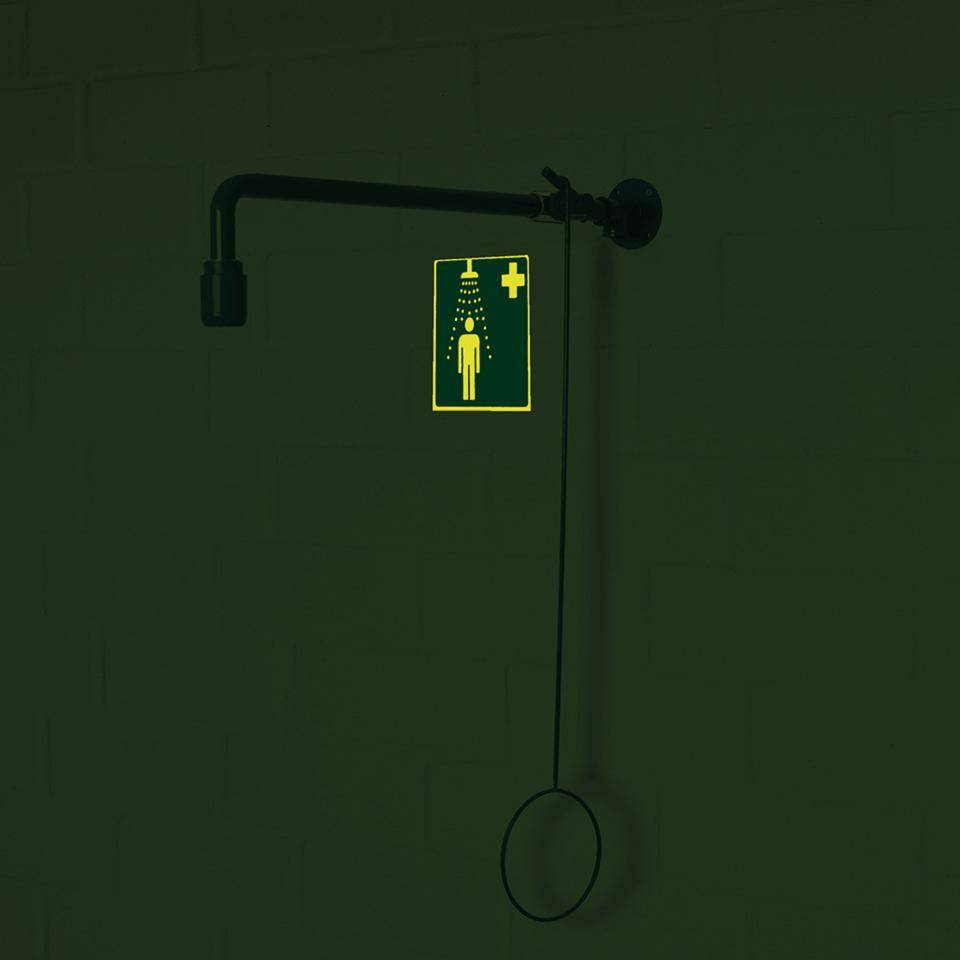 PERMALIGHT® power langnachleuchtend Rettungszeichen Notdusche, ASR/ISO, Kunststoff, 200x200mm