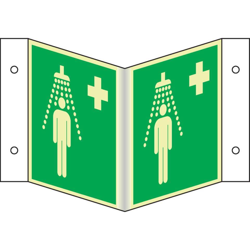 PERMALIGHT® power langnachleuchtend Nasenschild Notdusche, ASR/ISO, Kunststoff, 200x200mm