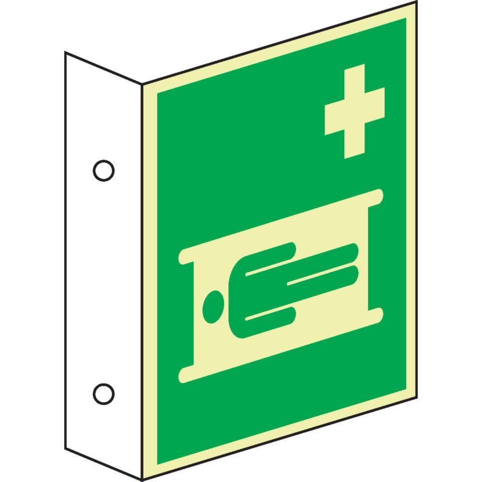 PERMALIGHT® power langnachleuchtend Fahnenschild Krankentrage, DS, ASR/ISO, Kunststoff, 200x200mm