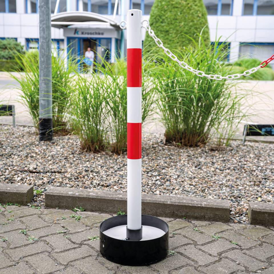 K.57 Kettenständer-Set MultiFILL,6 Pfosten,6 Füße,10m Stahlk.rot/weiß,20 S-Haken