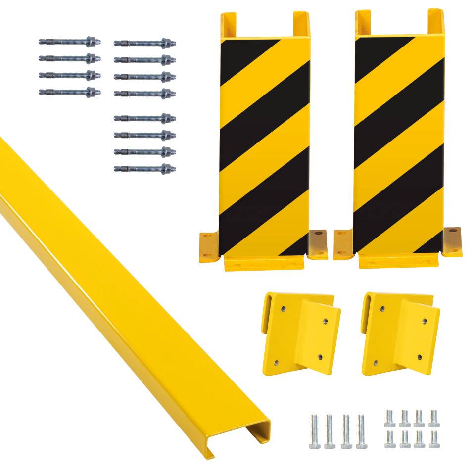 K.57 Set Schutz-Barriere,U-Profil,1m,Anfahrschutz...,Adapter,Planke,Bolzenanker