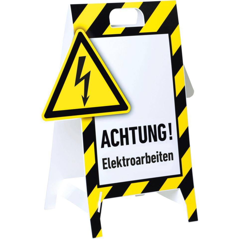 Warnaufsteller 3D-Optik, Achtung! Elektroarbeiten, Kunststoff, 480x650mm, 300g