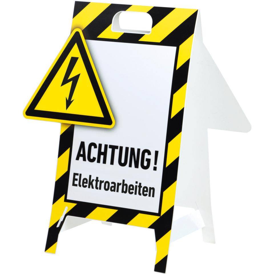 Warnaufsteller 3D-Optik, Achtung! Elektroarbeiten, Kunststoff, 480x650mm, 300g