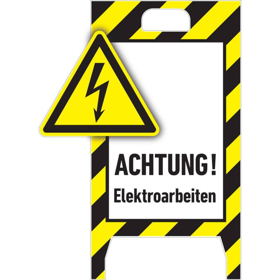 Warnaufsteller 3D-Optik, Achtung! Elektroarbeiten, Kunststoff, 480x650mm, 300g