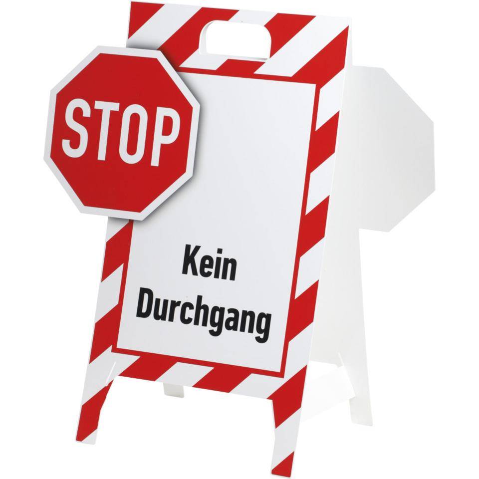 Verbotaufsteller Stop! Hier kein Durchgang!, 3D-Optik, Kunststoff, 480x650mm, 300g