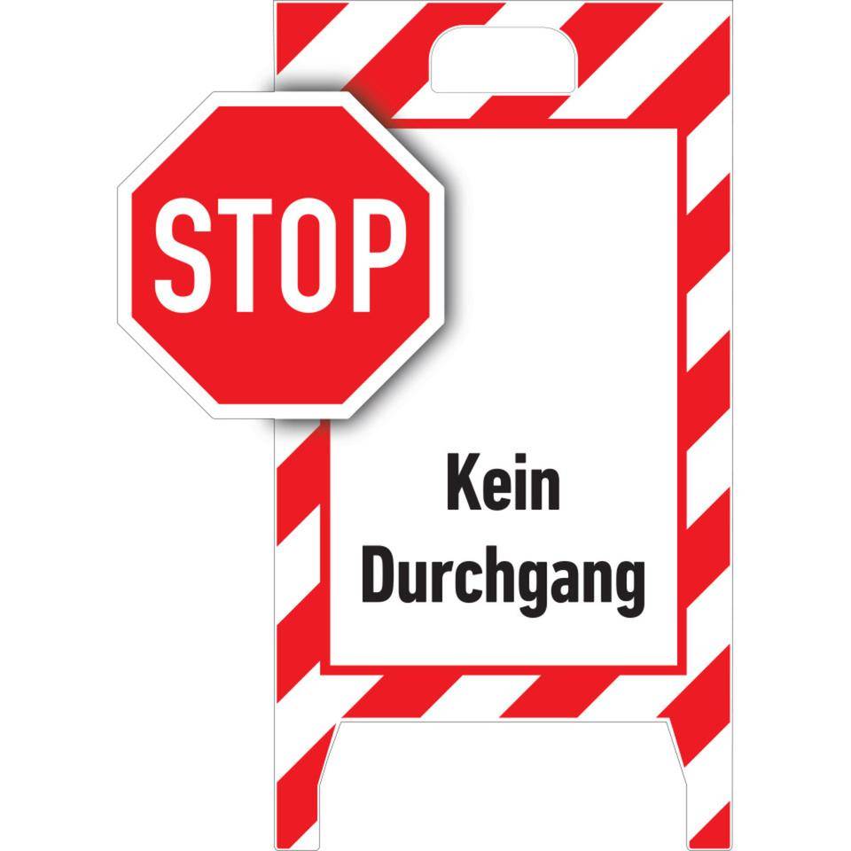 Verbotaufsteller Stop! Hier kein Durchgang!, 3D-Optik, Kunststoff, 480x650mm, 300g