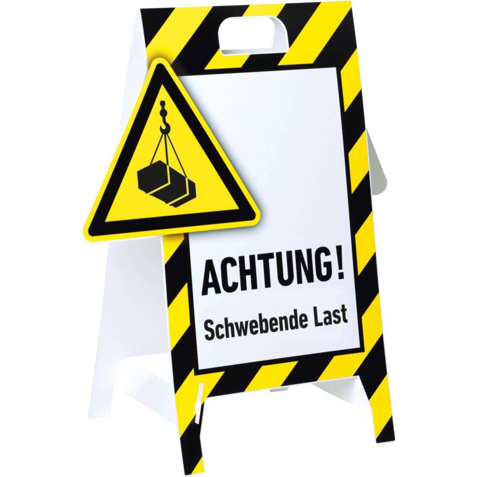 Warnaufsteller 3D-Optik, Achtung! Schwebende Last, Kunststoff, 480x650mm, 300g