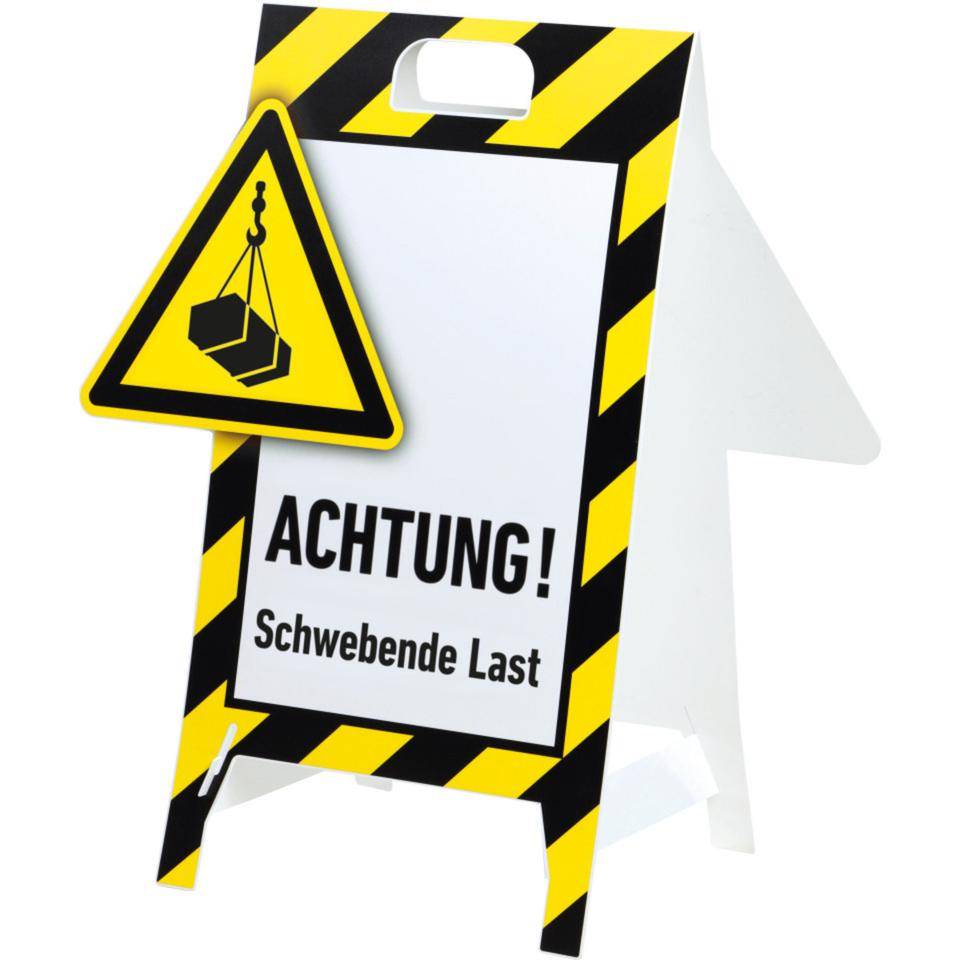 Warnaufsteller 3D-Optik, Achtung! Schwebende Last, Kunststoff, 480x650mm, 300g