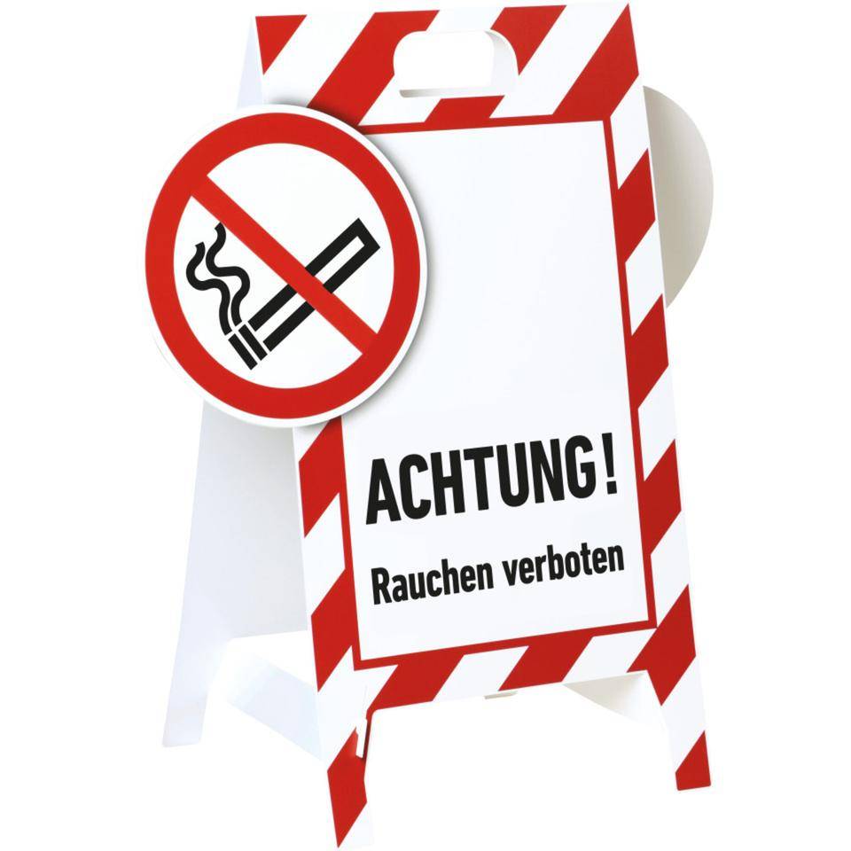Verbotaufsteller 3D-Optik, ACHTUNG! Rauchen verboten, Kunststoff, 480x650mm, 300g