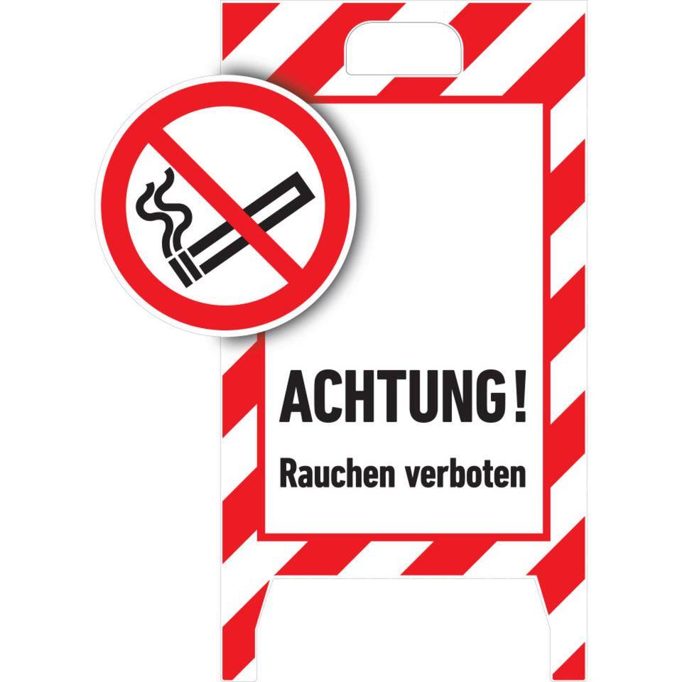 Verbotaufsteller 3D-Optik, ACHTUNG! Rauchen verboten, Kunststoff, 480x650mm, 300g