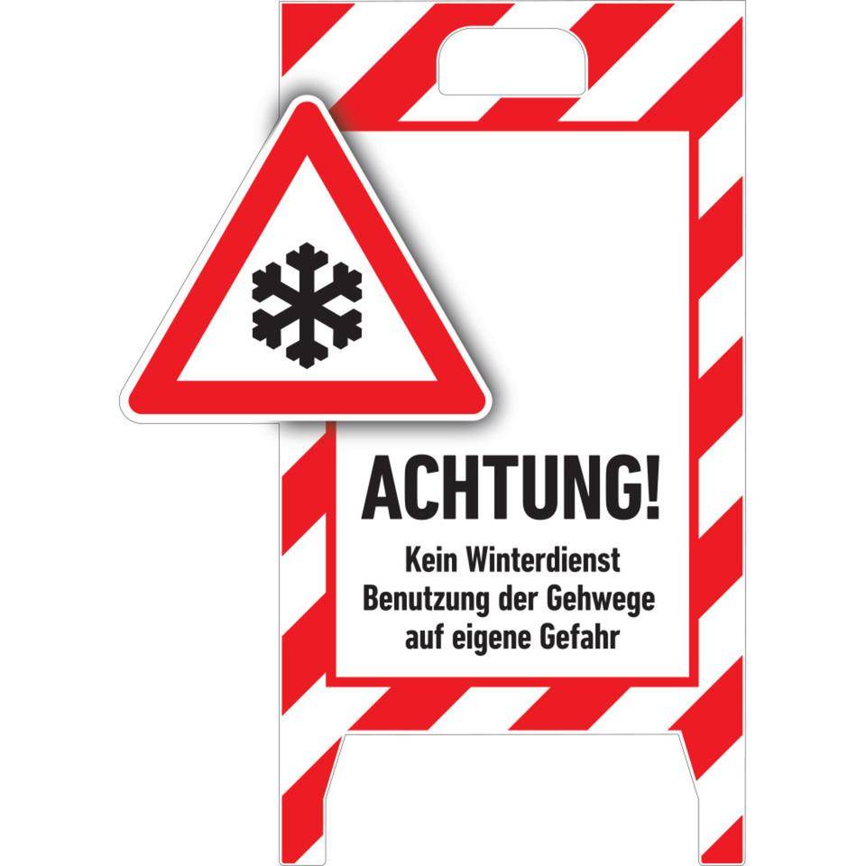 Hinweisaufsteller 3D-Optik, Kein Winterdienst, rot/weiß, Kunststoff, 480x650mm, 300g