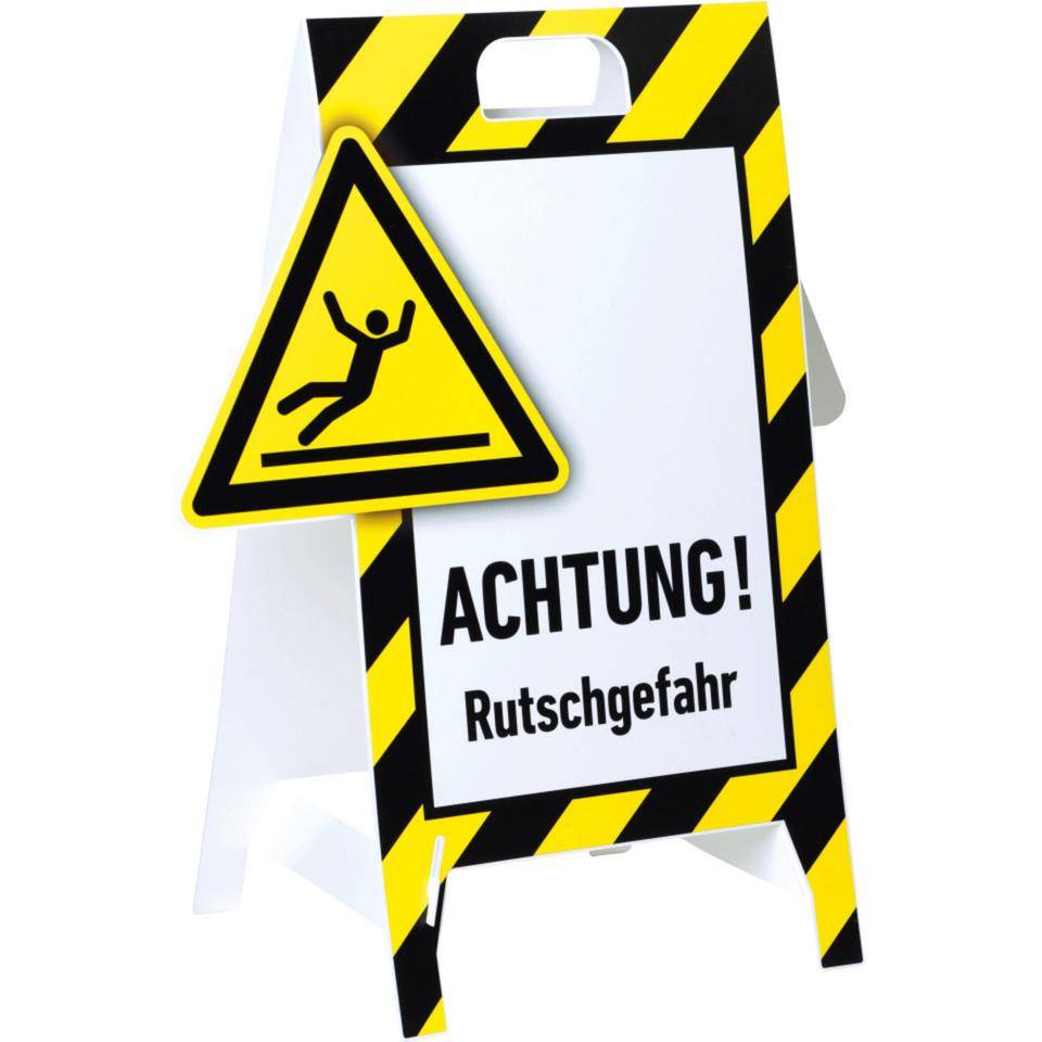 Warnaufsteller 3D-Optik, ACHTUNG! Rutschgefahr, Kunststoff, 480x650mm, 300g