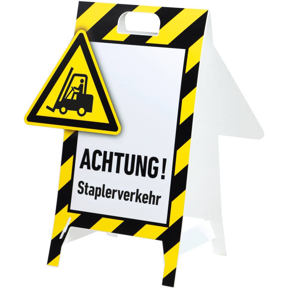 Warnaufsteller 3D-Optik, ACHTUNG! Staplerverkehr, Kunststoff, 480x650mm, 300g