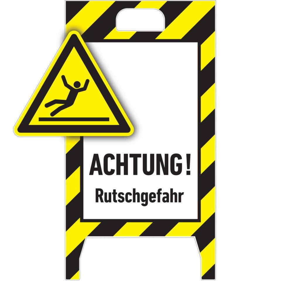 Warnaufsteller 3D-Optik, ACHTUNG! Rutschgefahr, Kunststoff, 480x650mm, 300g