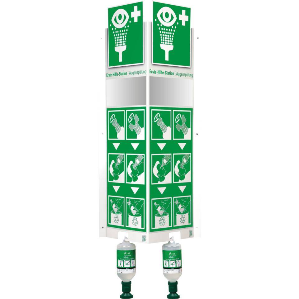 K.57 Wand-Augenspülstation BIG, 2 Flaschen à 500 ml, grün, Kunststoff, 630x940mm