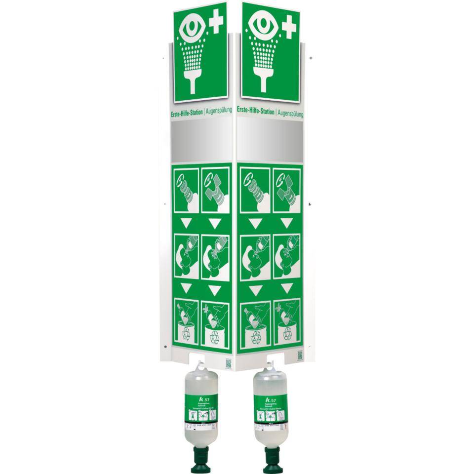 K.57 Wand-Augenspülstation BIG, 2 Flaschen à 1000ml, grün, Kunststoff, 630x940mm