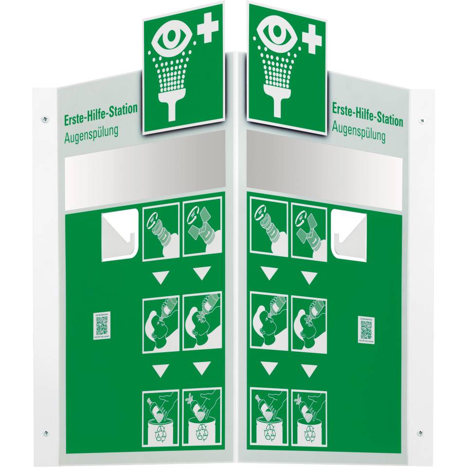 Wand-Augenspülstation MID, ohne Augenspülflasche, grün, Kunststoff, 680x520mm