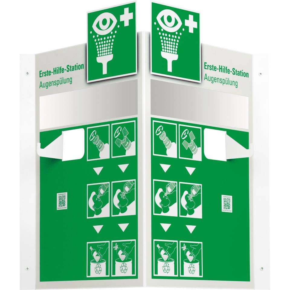 Wand-Augenspülstation MID, ohne Augenspülflasche, grün, Kunststoff, 680x520mm